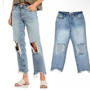 Free People Distressed Light Blue Women's Jeans